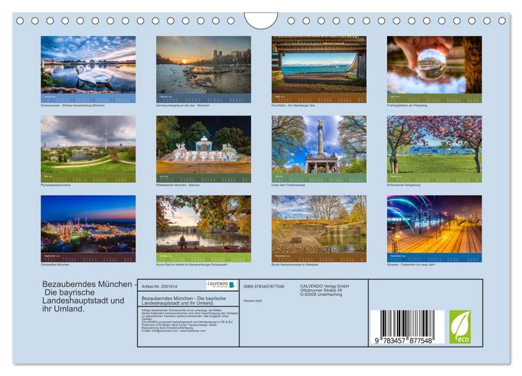 Produktbild: Bezauberndes M&uuml;nchen - Die bayrische Landeshauptstadt und ihr Umland. (Wandkalender 2026 DIN A4 quer), CALVENDO Monatskalender