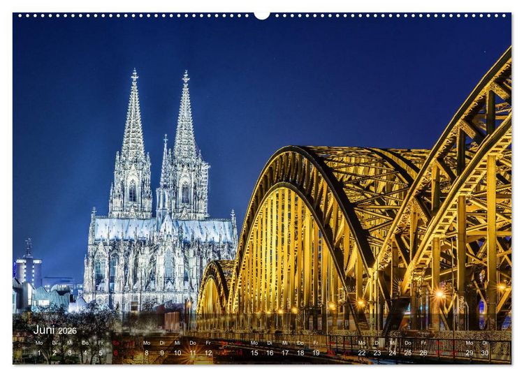 Produktbild: Deutschland Impressionen bei Nacht (hochwertiger Premium Wandkalender 2026 DIN A2 quer), Kunstdruck in Hochglanz