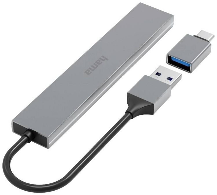 Produktbild: HAMA USB-Hub 3.2, 4 Ports, grau
