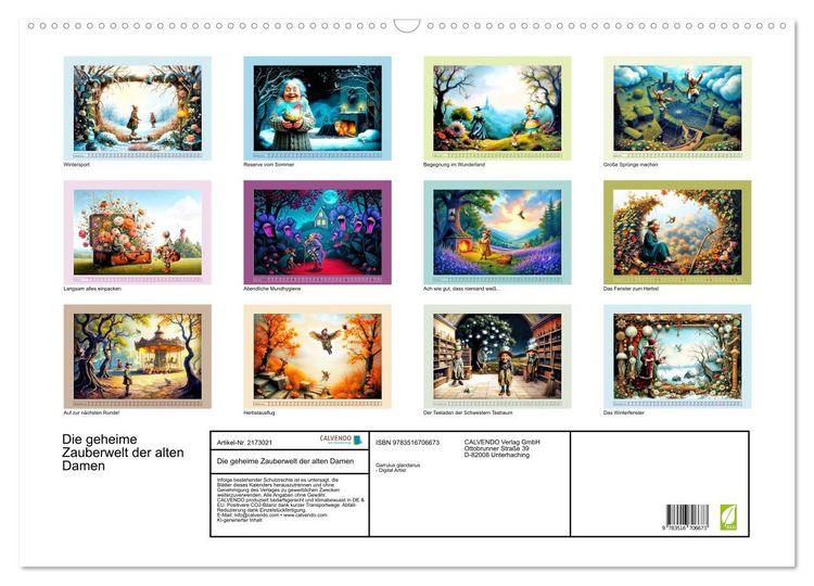 Produktbild: Die geheime Zauberwelt der alten Damen (Wandkalender 2026 DIN A2 quer), CALVENDO Monatskalender