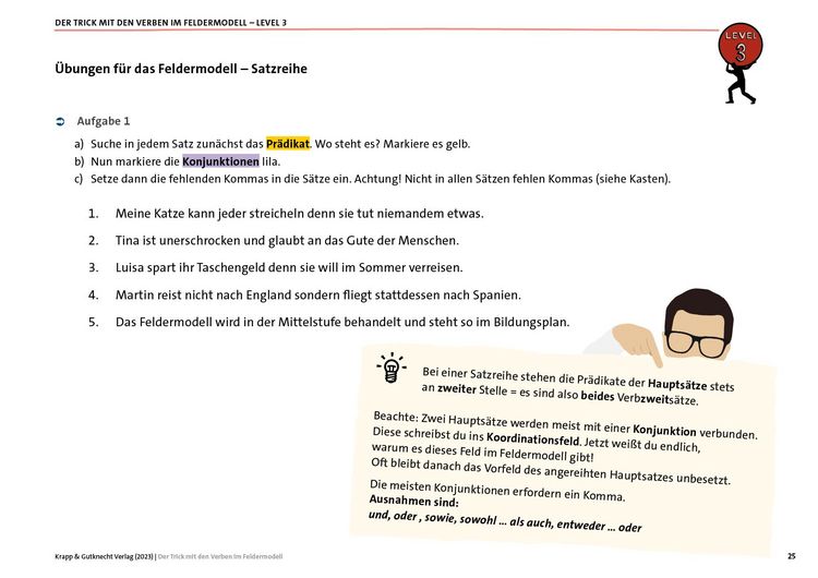 Produktbild: Der Trick mit den Verben im Feldermodell &ndash; Trainingsheft