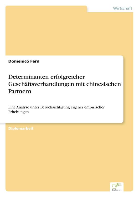 Produktbild: Determinanten erfolgreicher Gesch&auml;ftsverhandlungen mit chinesischen Partnern