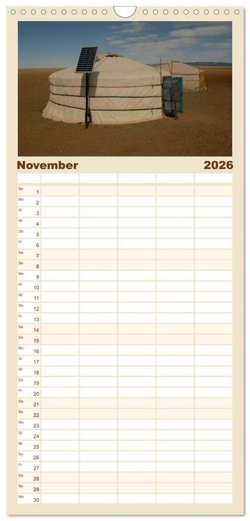 Produktbild: Familienplaner 2026 - W&uuml;ste Gobi mit 5 Spalten (Wandkalender, 21 x 45 cm) CALVENDO
