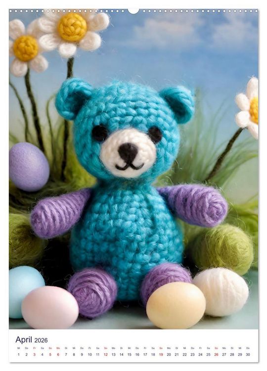 Produktbild: Teddys aus Wolle (Wandkalender 2026 DIN A2 hoch), CALVENDO Monatskalender