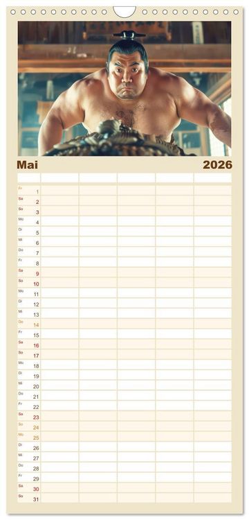 Produktbild: Familienplaner 2026 - Sumo - Japans schwere Ringer mit 5 Spalten (Wandkalender, 21 x 45 cm) CALVENDO