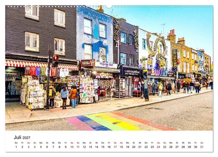 Produktbild: London, bunt und sch&ouml;n! (hochwertiger Premium Wandkalender 2027 DIN A2 quer), Kunstdruck in Hochglanz