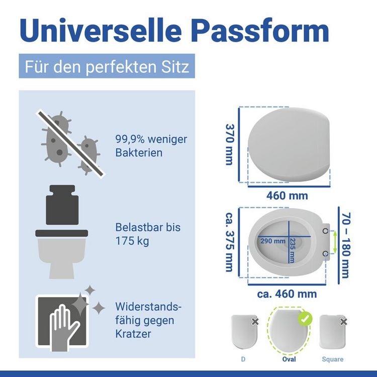 Produktbild: WC Sitz Mod. Vorno Neo Wei&szlig;, Toilettendeckel mit Absenkautomatik