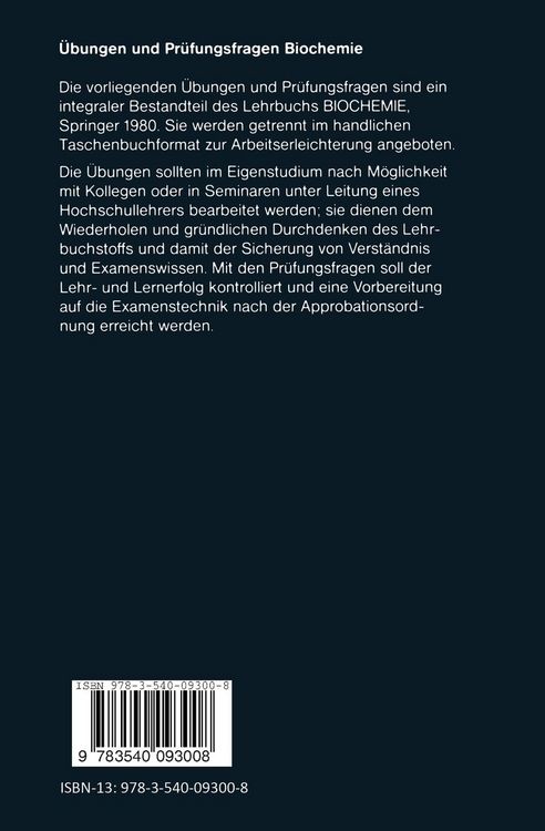 Produktbild: &Uuml;bungen und Pr&uuml;fungsfragen Biochemie