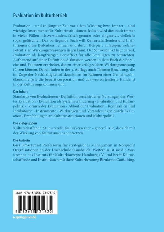 Produktbild: Evaluation im Kulturbetrieb