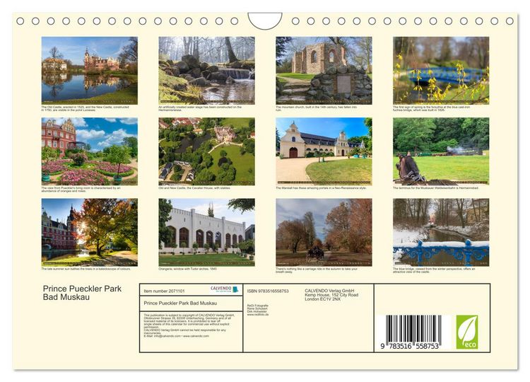 Produktbild: Prince Pueckler Park Bad Muskau (Wall Calendar 2026 DIN A4 landscape), CALVENDO 12 Month Wall Calendar