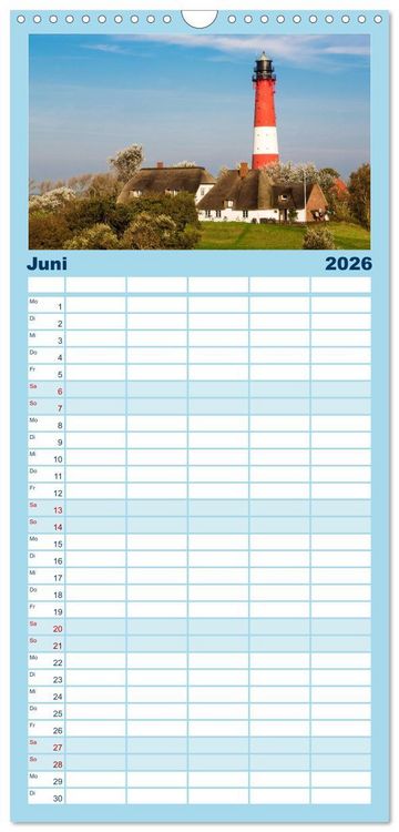 Produktbild: Familienplaner 2026 - Gr&uuml;&szlig;e von Pellworm mit 5 Spalten (Wandkalender, 21 x 45 cm) CALVENDO