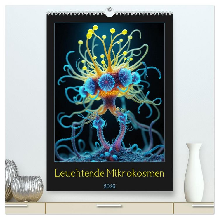 Produktbild: Leuchtende Mikrokosmen (hochwertiger Premium Wandkalender 2026 DIN A2 hoch), Kunstdruck in Hochglanz