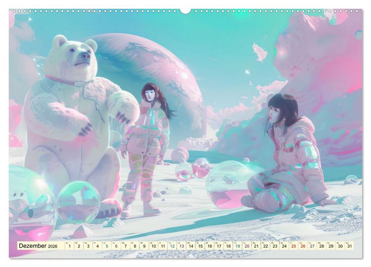 Produktbild: Figuren in einer bunten Welt - Im Anime-Stil (hochwertiger Premium Wandkalender 2026 DIN A2 quer), Kunstdruck in Hochglanz