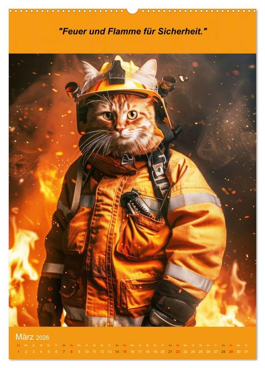 Produktbild: Der tierisch lustige Feuerwehrkalender (Wandkalender 2026 DIN A2 hoch), CALVENDO Monatskalender