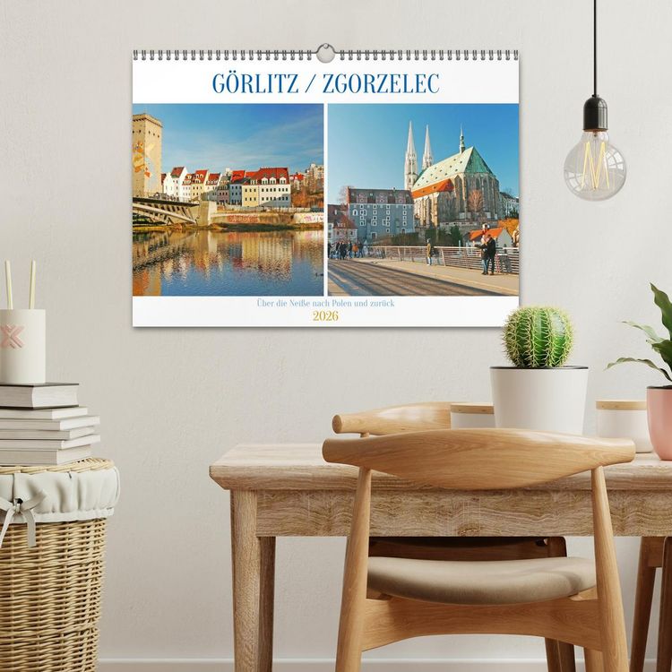 Produktbild: G&ouml;rlitz /Zgorzelec &ndash; &Uuml;ber die Nei&szlig;e nach Polen und zur&uuml;ck (Wandkalender 2026 DIN A3 quer), CALVENDO Monatskalender