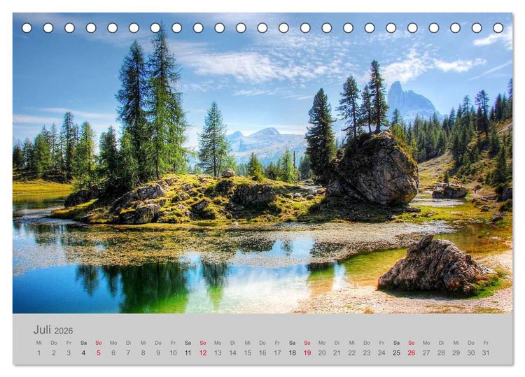 Produktbild: Traumkulissen in den Dolomiten (Tischkalender 2026 DIN A5 quer), CALVENDO Monatskalender