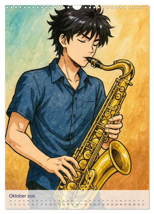 Produktbild: Saxophonisten. Eine Hommage an die Magie des Saxophons (Wandkalender 2026 DIN A3 hoch), CALVENDO Monatskalender