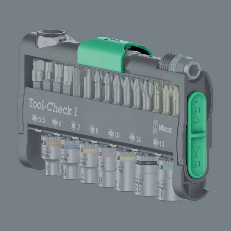 Produktbild: Wera Tool-Check 1 05049050001 Bit-Set 32teilig Schlitz, Kreuzschlitz Phillips, Kreuzschlitz Pozidriv, Innen-Sechskant, Innen-TORX