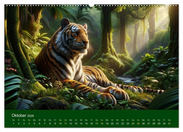 Produktbild: Majest&auml;tische Tiger (Wandkalender 2026 DIN A2 quer), CALVENDO Monatskalender