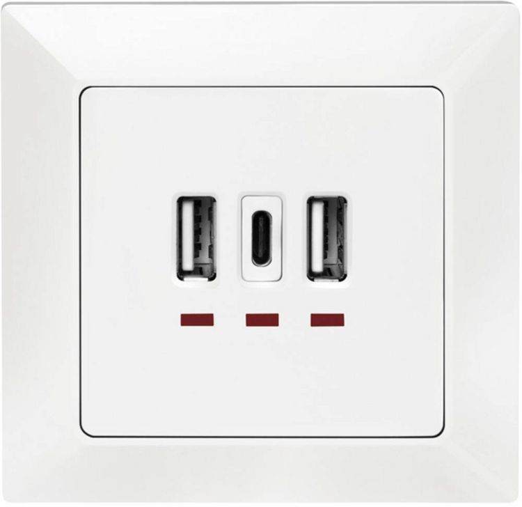 Produktbild: LogiLink PA0254 Unterputz-Dose mit USB-Ladeausgang Wei&szlig;