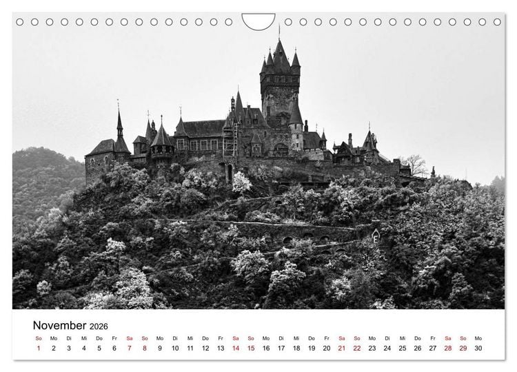 Produktbild: Burgen in schwarzwei&szlig; - Wie aus alten Zeiten (Wandkalender 2026 DIN A4 quer), CALVENDO Monatskalender