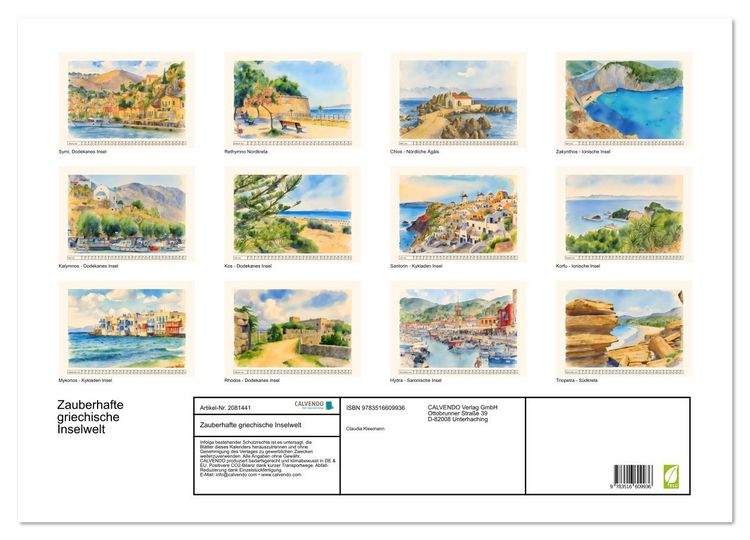 Produktbild: Zauberhafte griechische Inselwelt (Wandkalender 2026 DIN A2 quer), CALVENDO Monatskalender