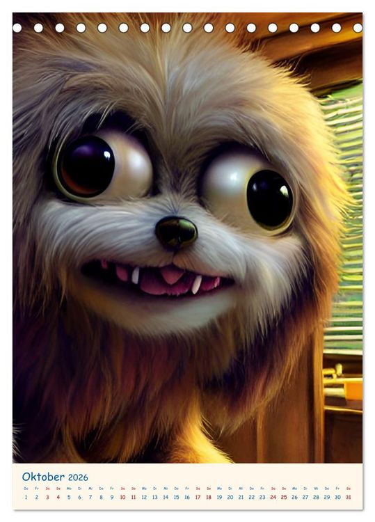 Produktbild: Liebenswerte Kuschelmonster - Digitalart (Tischkalender 2026 DIN A5 hoch), CALVENDO Monatskalender