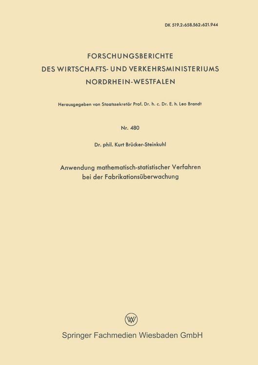 Produktbild: Anwendung mathematisch-statistischer Verfahren bei der Fabrikations&uuml;berwachung