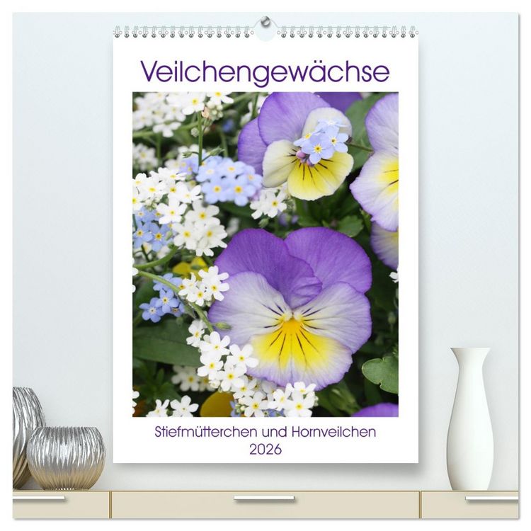 Produktbild: Veilchengew&auml;chse Stiefm&uuml;tterchen und Hornveilchen (hochwertiger Premium Wandkalender 2026 DIN A2 hoch), Kunstdruck in Hochglanz