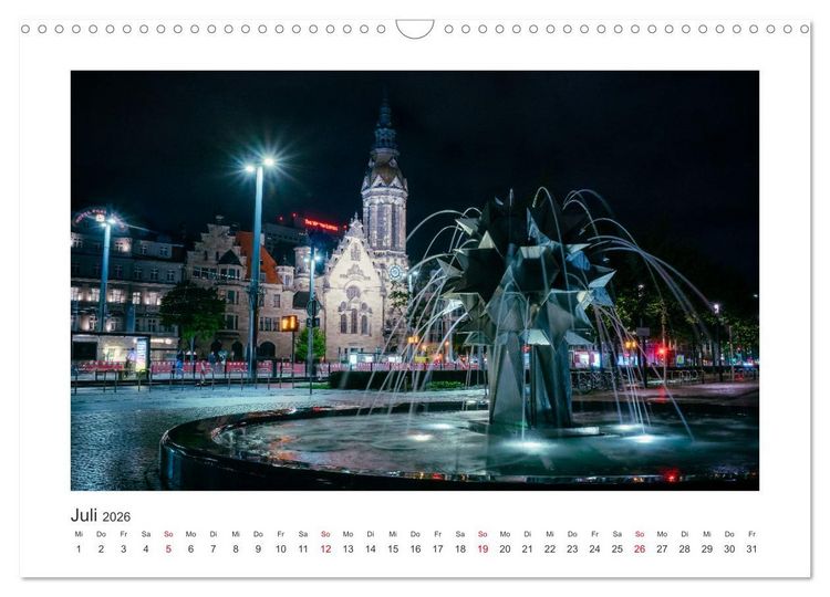 Produktbild: Leipzig bei Nacht (Wandkalender 2026 DIN A3 quer), CALVENDO Monatskalender