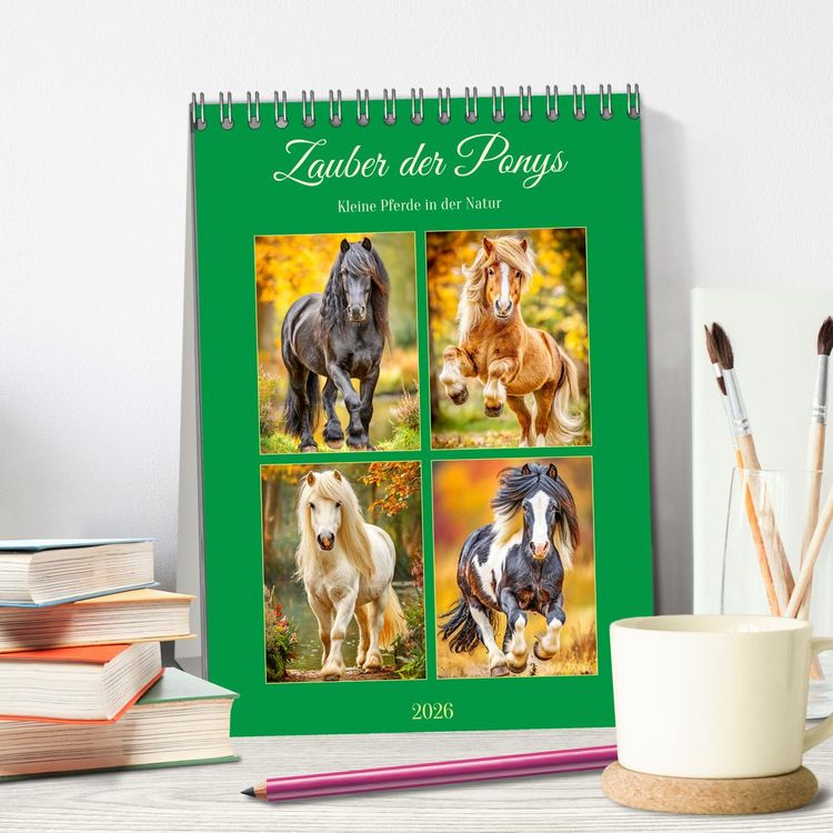 Produktbild: Zauber der Ponys. Kleine Pferde in der Natur (Tischkalender 2026 DIN A5 hoch), CALVENDO Monatskalender