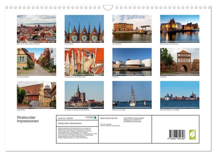 Produktbild: Stralsunder Impressionen (Wandkalender 2026 DIN A3 quer), CALVENDO Monatskalender