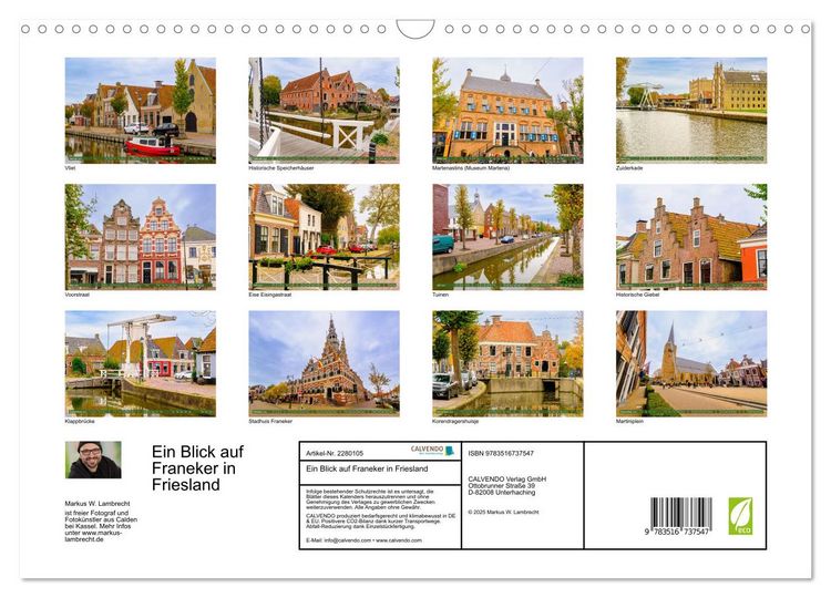Produktbild: Ein Blick auf Franeker in Friesland (Wandkalender 2026 DIN A3 quer), CALVENDO Monatskalender