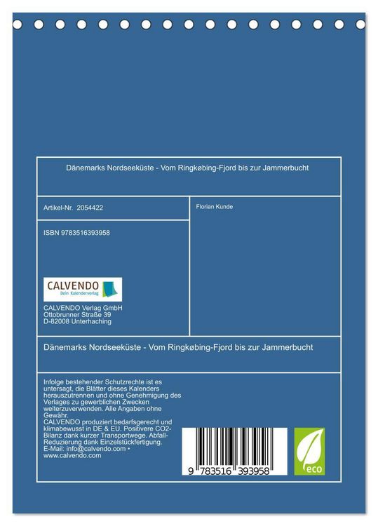 Produktbild: D&auml;nemarks Nordseek&uuml;ste - Vom Ringk&oslash;bing-Fjord bis zur Jammerbucht (Tischkalender 2026 DIN A5 hoch), CALVENDO Monatskalender