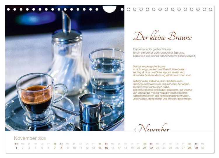 Produktbild: Wiener Kaffeerezepte (Wandkalender 2026 DIN A4 quer), CALVENDO Monatskalender