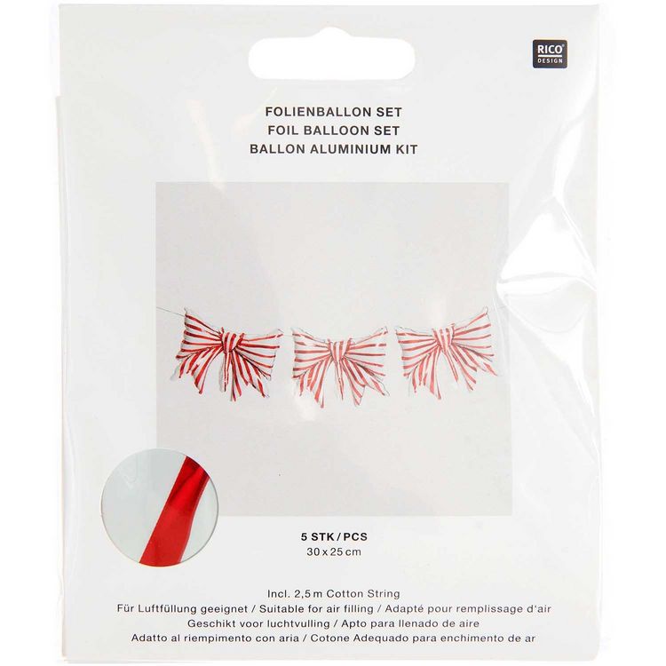 Produktbild: Mini Folienballon Set, Schleifen, 5 Stk, 30 x 25 cm, inkl. 2