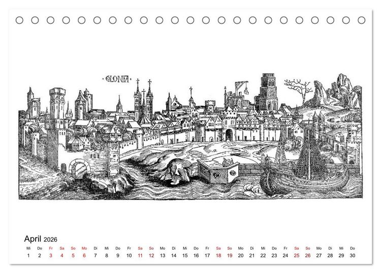 Produktbild: Schedelsche Weltchronik Deutsche St&auml;dte 1493 (Tischkalender 2026 DIN A5 quer), CALVENDO Monatskalender