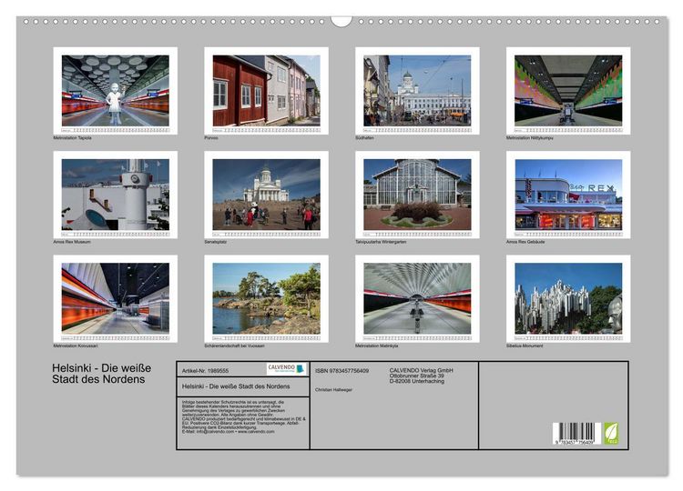 Produktbild: Helsinki - Die wei&szlig;e Stadt des Nordens (Wandkalender 2026 DIN A2 quer), CALVENDO Monatskalender