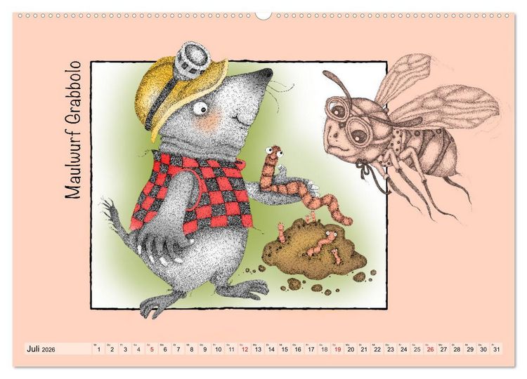 Produktbild: Kater Mizzimo und seine Freunde (hochwertiger Premium Wandkalender 2026 DIN A2 quer), Kunstdruck in Hochglanz