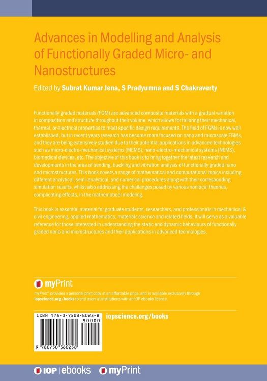 Produktbild: Advances in Modelling and Analysis of Functionally Graded Micro- and Nanostructures