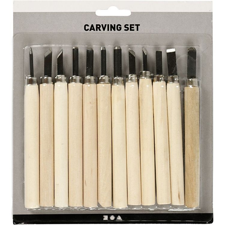 Produktbild: Creativ Company Schnitzwerkzeuge mit Holzgriff, 12er Set