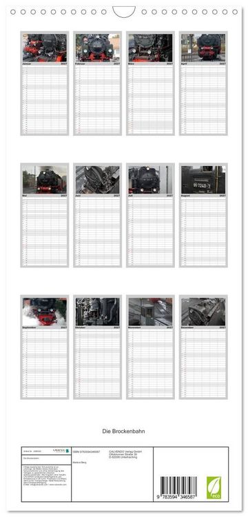 Produktbild: Familienplaner 2027 - Die Brockenbahn mit 5 Spalten (Wandkalender, 21 x 45 cm) CALVENDO