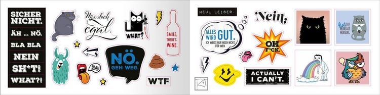 Produktbild: B&ouml;se Spr&uuml;che Stickerheft: Stickern. L&auml;cheln. Vollpfosten denken!