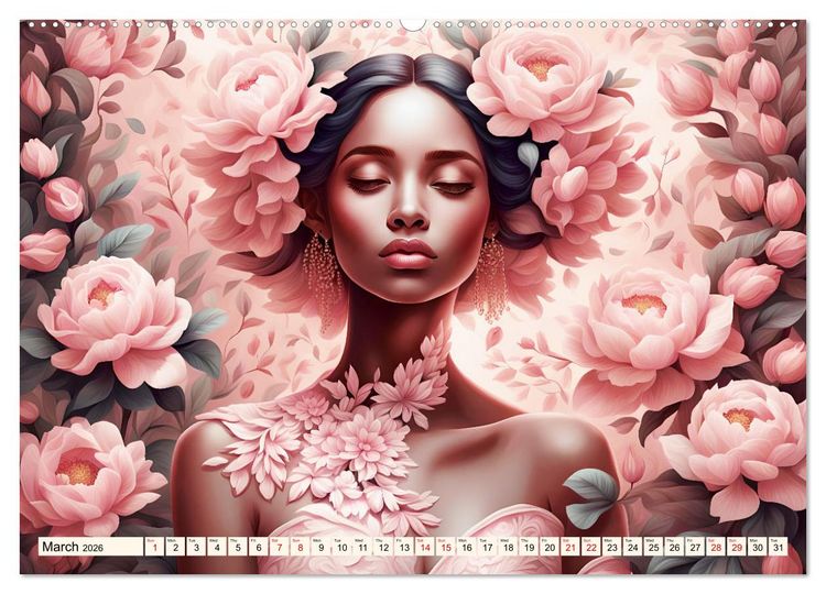 Produktbild: Ladies in a sea of flowers (High Quality Premium Wall Calendar 2026 DIN A2 landscape),CALVENDO 12 Month Wall Calendar