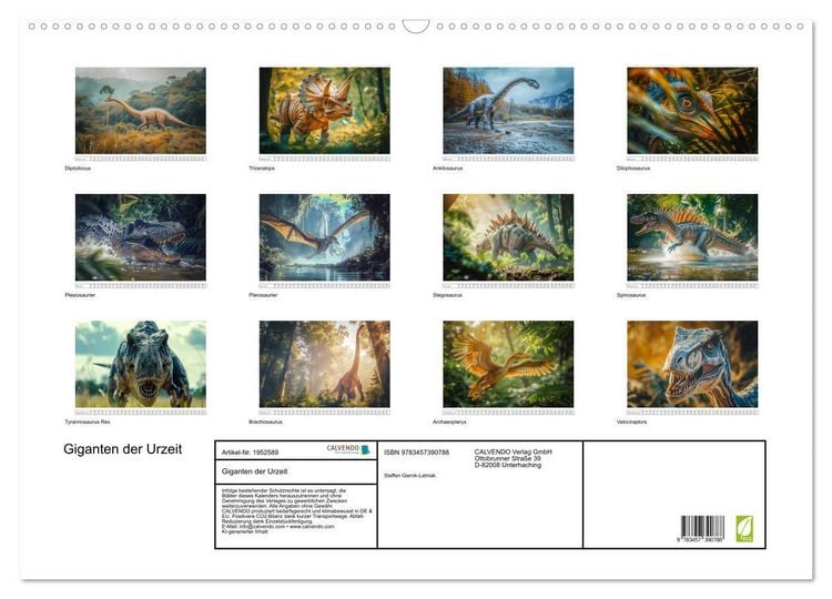 Produktbild: Giganten der Urzeit (Wandkalender 2026 DIN A2 quer), CALVENDO Monatskalender