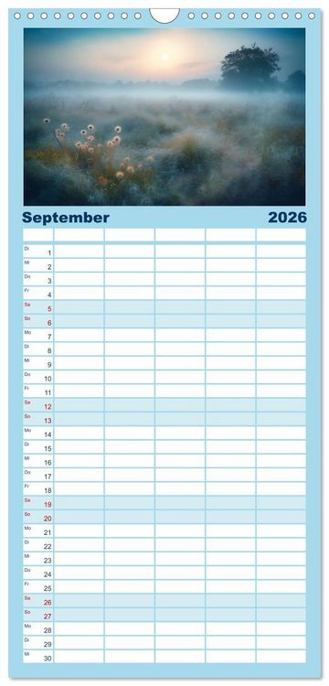Produktbild: Familienplaner 2026 - Tr&auml;umereien in Blau mit 5 Spalten (Wandkalender, 21 x 45 cm) CALVENDO