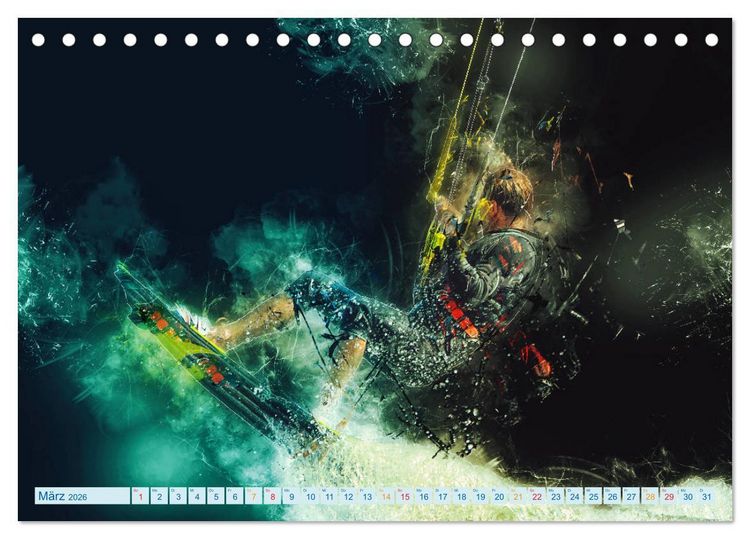 Produktbild: Kitesurfen extrem cool (Tischkalender 2026 DIN A5 quer), CALVENDO Monatskalender