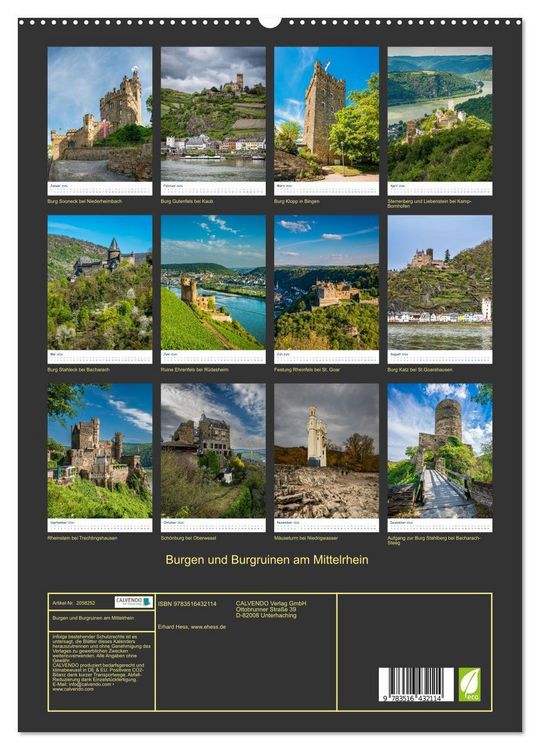 Produktbild: Burgen und Burgruinen am Mittelrhein (hochwertiger Premium Wandkalender 2026 DIN A2 hoch), Kunstdruck in Hochglanz