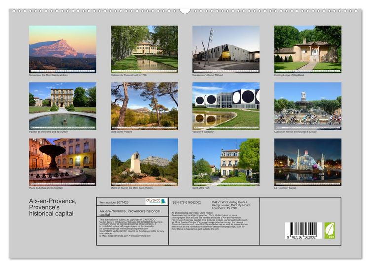 Produktbild: Aix-en-Provence, Provence's historical capital (High Quality Premium Wall Calendar 2026 DIN A2 landscape),CALVENDO 12 Month Wall Calendar