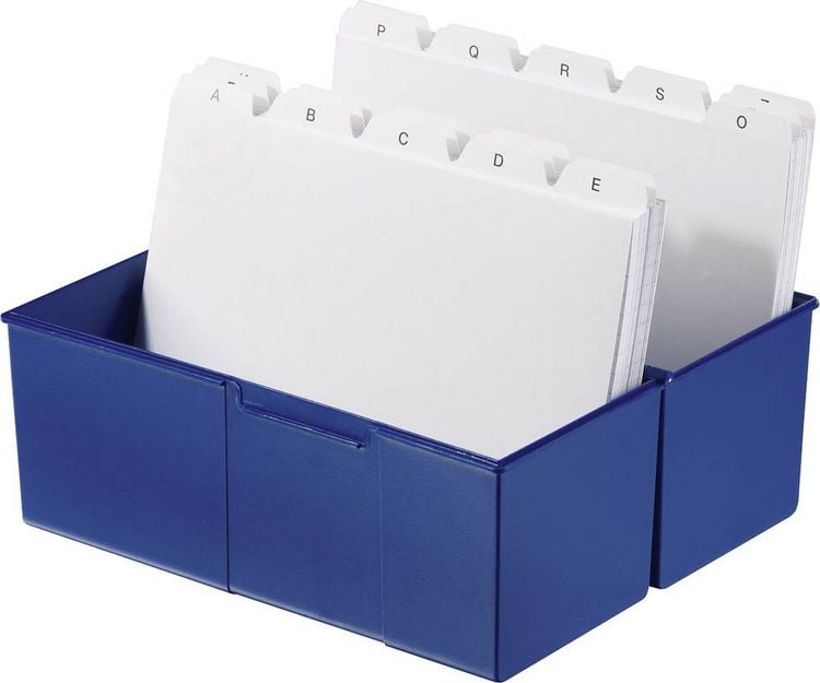 Produktbild: HAN 975-14 Karteibox Blau max. Anzahl der Karten: 500 Karten DIN A5 quer Deckel als zus&auml;tzlicher Trog nutzbar